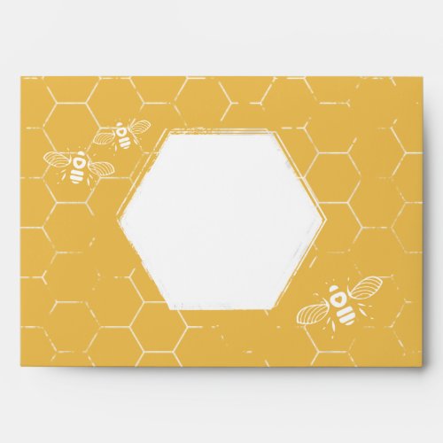 Honey Bee Yellow White Pattern Custom Address Envelope