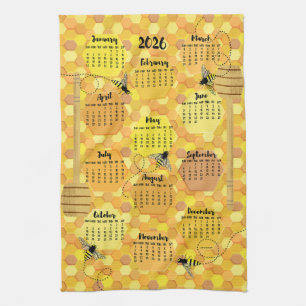 Honey Bees 2026 Calendar Kitchen Towel