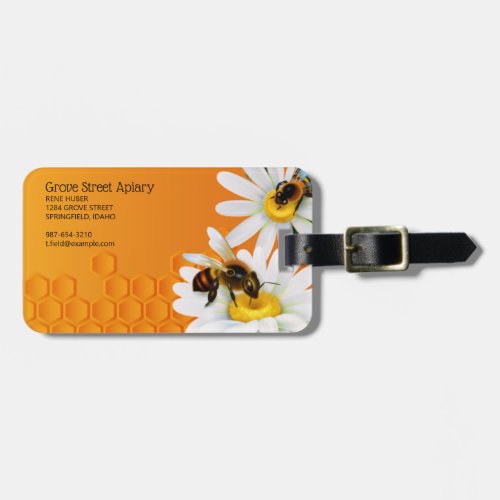 Honey Bees and Daisy Flowers Luggage Tag