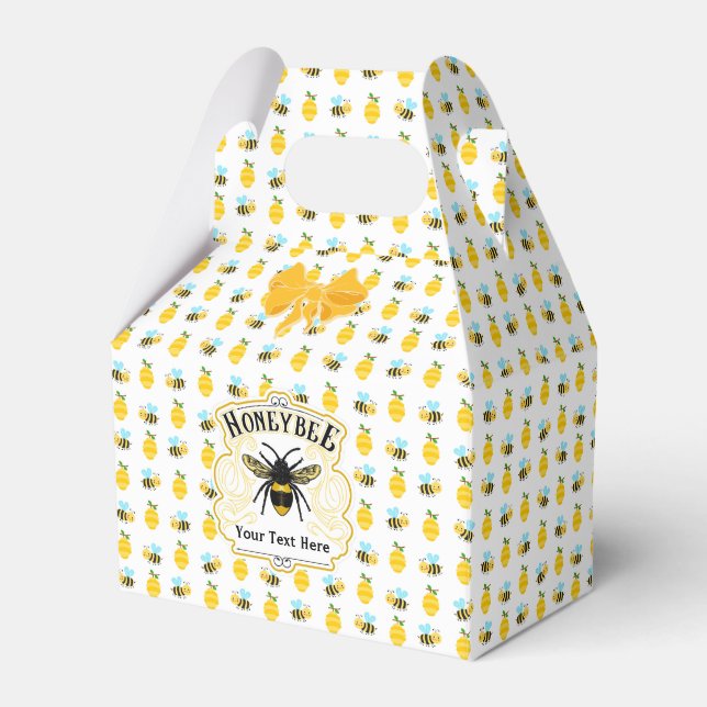 Honey Bees and Hives Personalize Favor Box (Front Side)