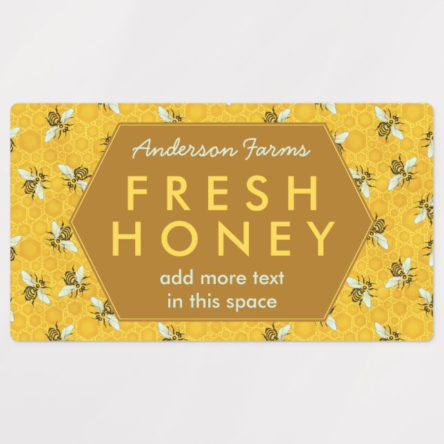 Honey Bees and Honeycomb Apiary Farm Business Jar Labels (Design 1)