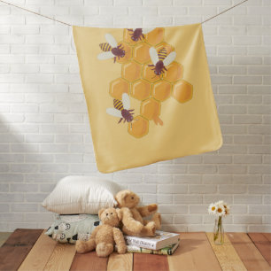 Honey Bees and Honeycomb Design   Baby Blanket