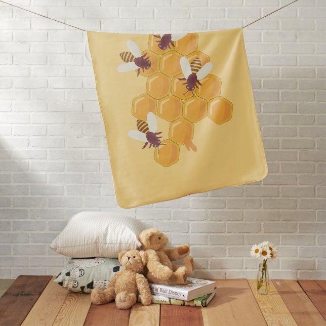 Honey Bees and Honeycomb Design   Baby Blanket (In Situ)