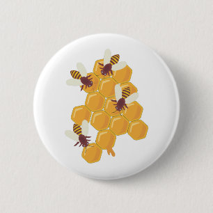 Honey Bees and Honeycomb Design Button