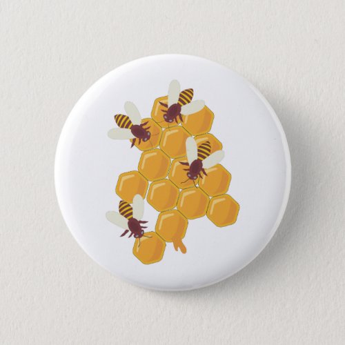 Honey Bees and Honeycomb Design Button