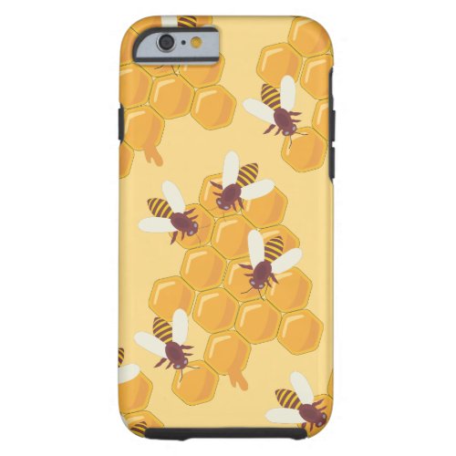 Honey Bees and Honeycomb Design Tough iPhone 6 Case