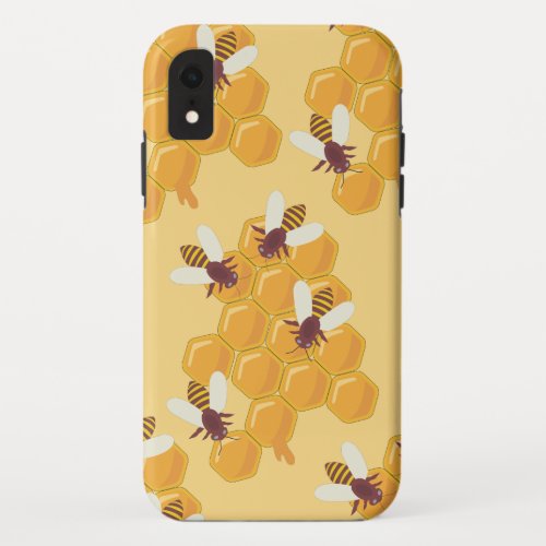 Honey Bees and Honeycomb Design iPhone XR Case