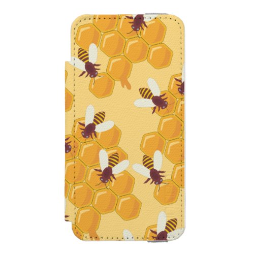 Honey Bees and Honeycomb Design iPhone SE55s Wallet Case