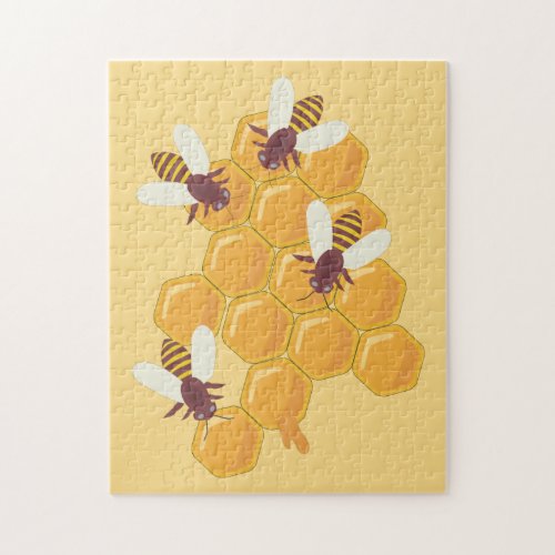 Honey Bees and Honeycomb Design Jigsaw Puzzle