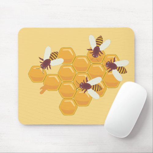 Honey Bees and Honeycomb Design Mouse Pad