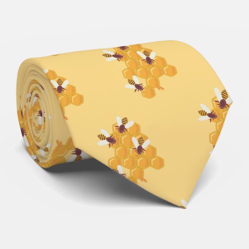 Honey Bees and Honeycomb Design Neck Tie