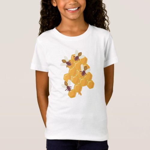 Honey Bees and Honeycomb Design T_Shirt