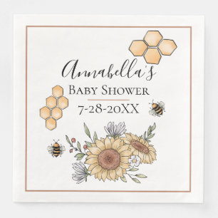 Honey Bees and Sunflowers Paper Dinner Napkins