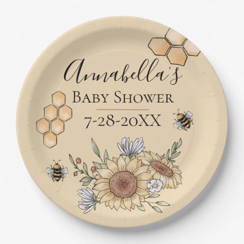 Honey Bees and Sunflowers Paper Plates