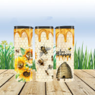 Honey Bees Bee Happy Honey Drips Thermal Tumbler