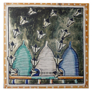 HONEY BEES ,BEE HIVE MEDIEVAL BEEKEEPER CERAMIC TILE