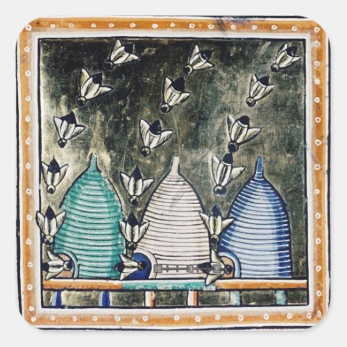 HONEY BEES BEE HIVESMEDIEVAL BEEKEEPER SQUARE STICKER