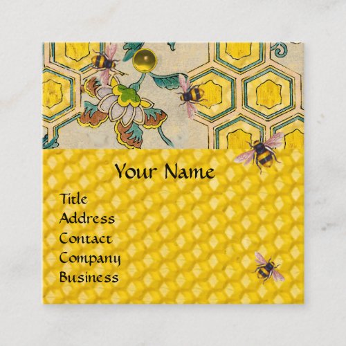 HONEY BEESBEEHIVES SPRING FLOWERS BEEKEEPER SQUARE BUSINESS CARD