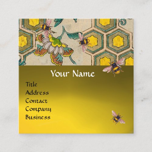 HONEY BEESBEEHIVES SPRING FLOWERS BEEKEEPER SQUARE BUSINESS CARD