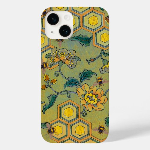 HONEY BEESBEEHIVESSPRING FLOWERS Green Yellow Case_Mate iPhone 14 Case