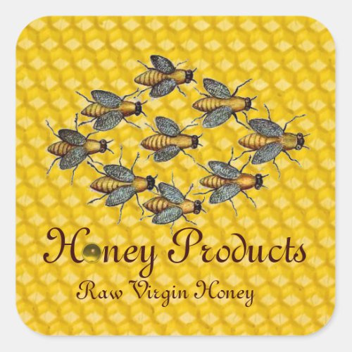 HONEY BEES  BEEKEEPER BEEKEEPING SQUARE STICKER