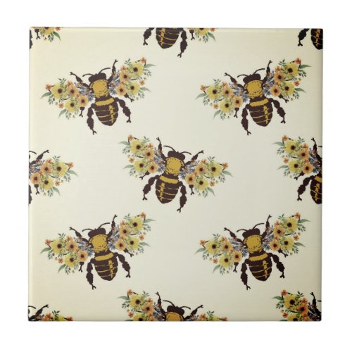 Honey Bees Brown Beige Gold    Ceramic Tile