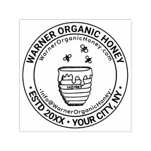 Honey Bees Business Name Location URL Email Self-inking Stamp