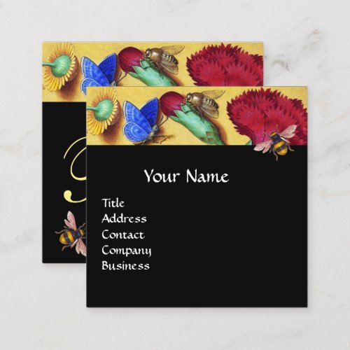 HONEY BEESBUTTERFLY SPRING FLOWERS BEEKEEPER SQUARE BUSINESS CARD