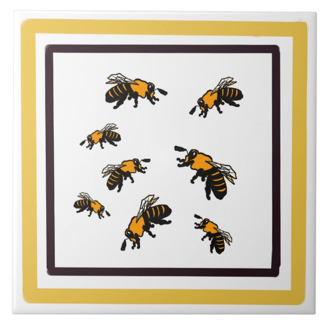 Honey Bees Ceramic Tile (Front)