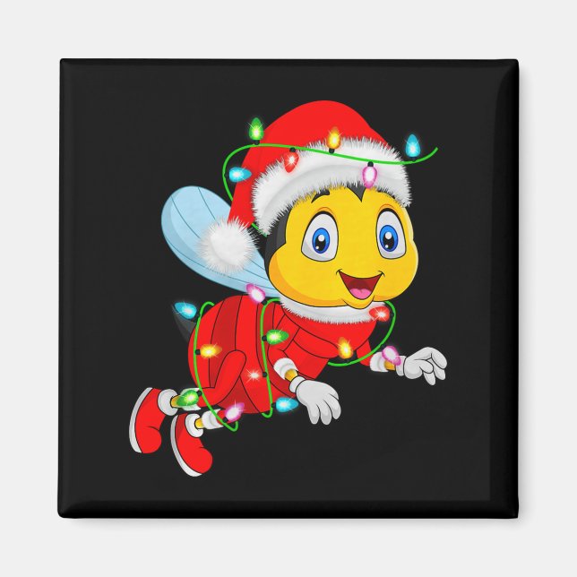 Honey Bees Christmas Lights Santa Costume Cute Ani Magnet (Front)