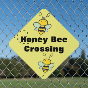 Honey Bees Crossing Business Metal Sign