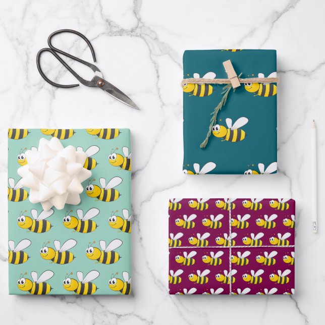 Honey Bees Design Wrapping Paper (Front)