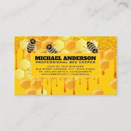 Honey Bees  Dripping Honey Business Card