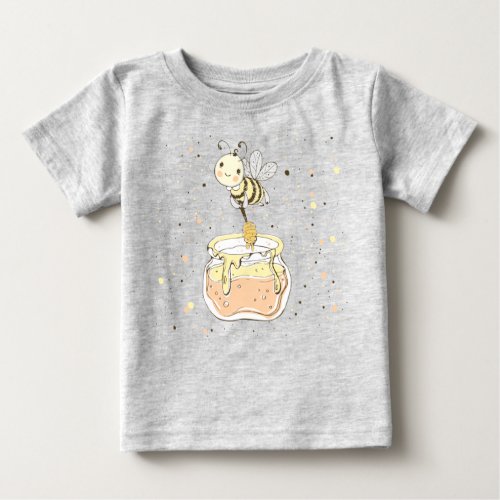 Honey Bees Fairy  Baby Bees In Seamless Pattern Baby T_Shirt