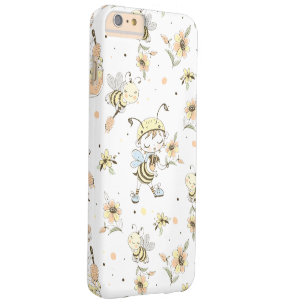 Honey Bees, Fairy & Baby Bees In Seamless Pattern Barely There iPhone 6 Plus Case