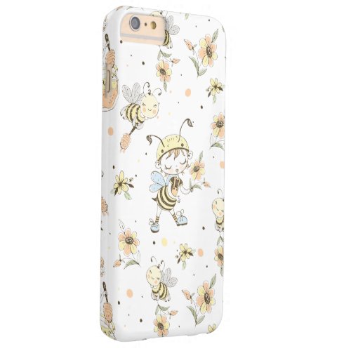 Honey Bees Fairy  Baby Bees In Seamless Pattern Barely There iPhone 6 Plus Case