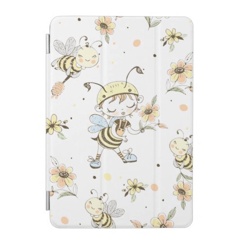 Honey Bees Fairy  Baby Bees In Seamless Pattern iPad Mini Cover