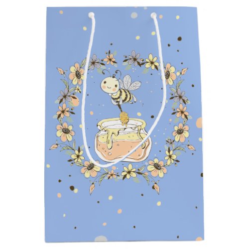 Honey Bees Fairy  Baby Bees In Seamless Pattern Medium Gift Bag