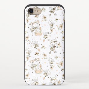 Honey Bees, Fairy & Baby Bees In Seamless Pattern iPhone 8/7 Slider Case