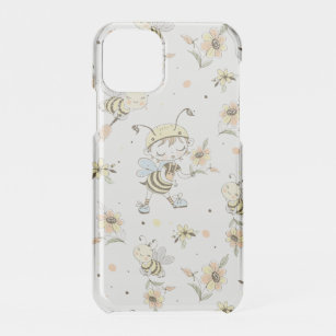 Honey Bees, Fairy & Baby Bees In Seamless Pattern iPhone 11 Pro Case