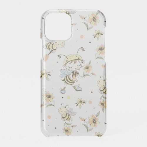 Honey Bees Fairy  Baby Bees In Seamless Pattern iPhone 11 Pro Case