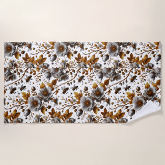 honey bees  florals and leaves pattern doodle art beach towel
