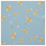 Honey bees, flowers and combs fabric