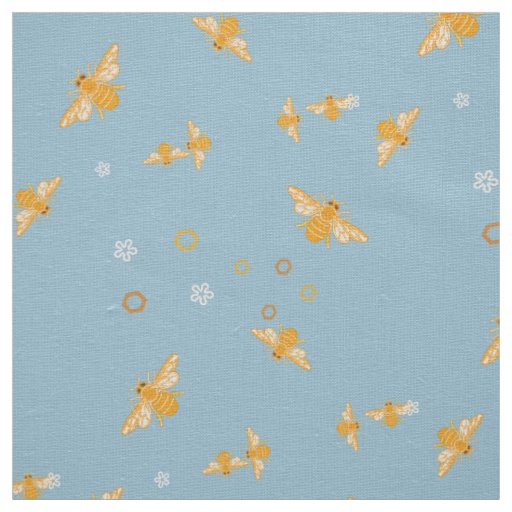 Honey bees, flowers and combs fabric