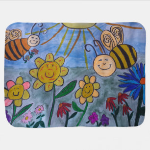 Honey Bees & Flowers Baby Blanket