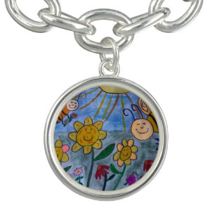 Honey Bees & Flowers Charm Bracelet