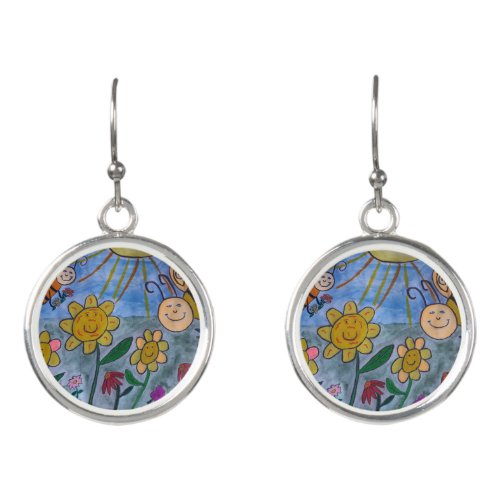 Honey Bees  Flowers Earrings