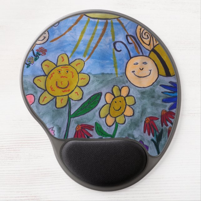 Honey Bees & Flowers Gel Mouse Mat (Front)