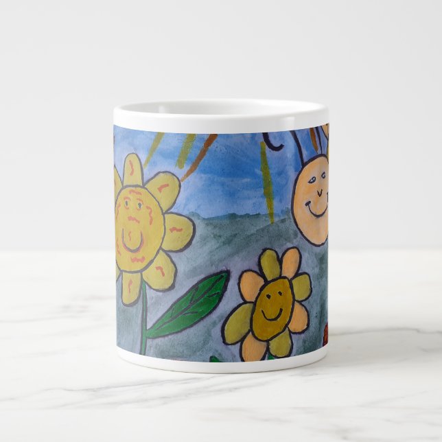 Honey Bees & Flowers Large Mug (Front)