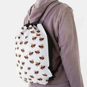 Honey Bees Flying Drawstring Bag